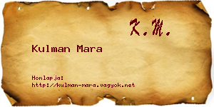 Kulman Mara névjegykártya